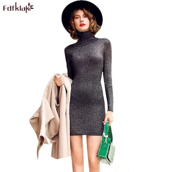

Fdfklak Womens Sweater Dress 2018 Brand Long Sleeves Fashion Knit Dresses Sexy Slim Party Bodycon Sweaters Dress Vestidos Mujer