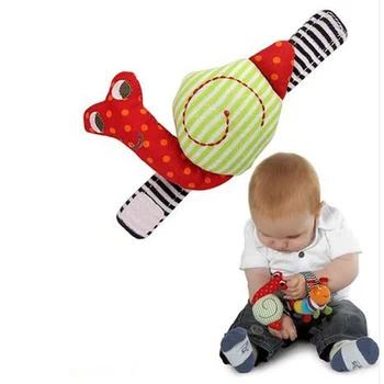 

Cute Baby Toy Wrist Strap Snail Rattle Cartoon Cotton super Soft Infant Plush Hand Bells Kids gift enlightenment puzzle baby