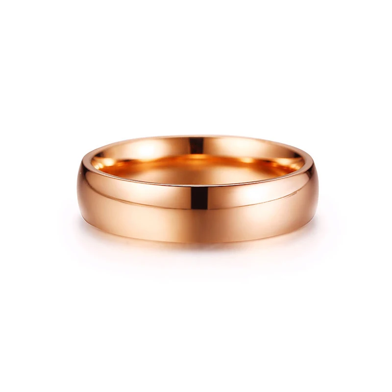 Simple 5MM Titanium Steel Ring for Women Men Rose Gold/Silver Color Wedding Band Lover Rings Fashion Couple Jewelry anillos