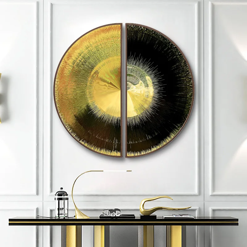 Modern abstract porch decorative painting Creative semicircular mural Sofa background wall 50cm 70cm Round painting