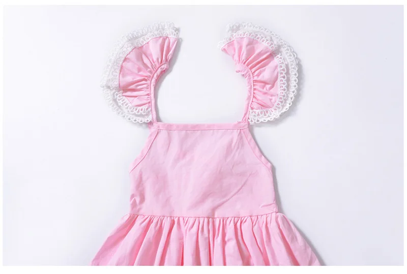 Summer New Fashion Fly Sleeve Girls Lace Dress Kids Baby Princess Birthday Party Formal Gown Dress Children Cotton (6)