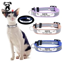 

Dropshipping Personalized Cat Collar Custom Reflective Pet Collar With Engrave Name Phone Number For Small Dogs