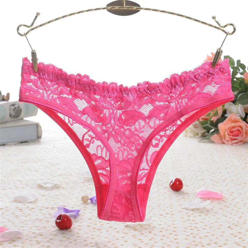 Sexy Women G-string Thongs Lace Floral Sheer Low Waist Underwear Soft Lingerie Cotton Crotch Briefs Seamless Panties Party  39 (8)