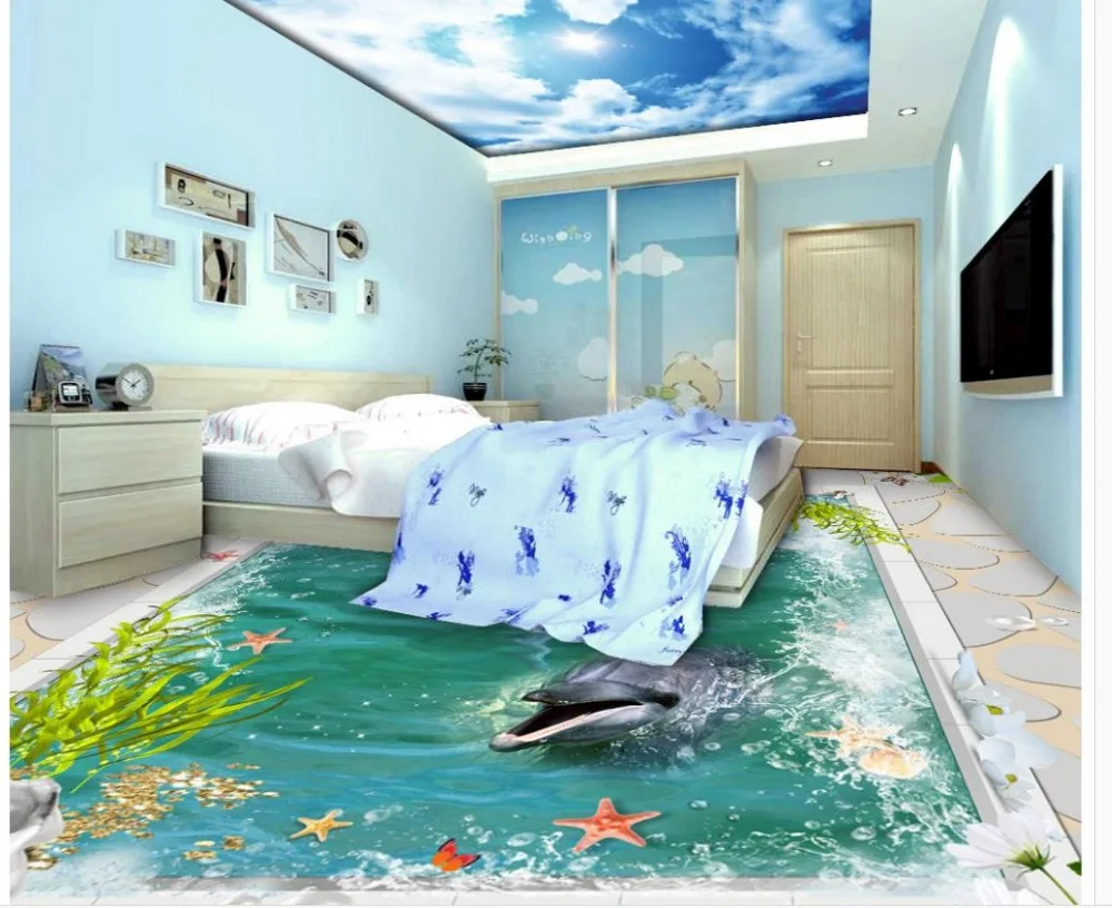 3d Lantai Lukisan Wallpaper Dekorasi Rumah Lantai Marmer Bingkai