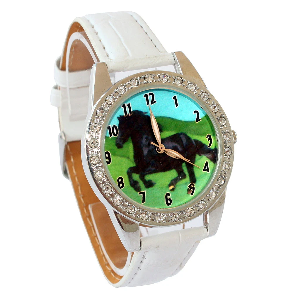 Наручные часы лошадь для мужчин и женское платье Мода кожаный ремешок из джинсовой ткани наручные часы кварцевые наручные часы личности повседневное Relogio