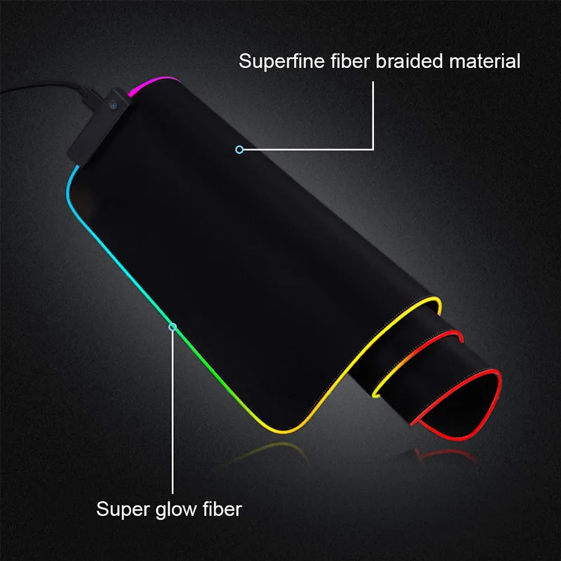 RGB цветное светодиодное освещение коврик для мыши Коврик для ПК ноутбук игровой@ JH