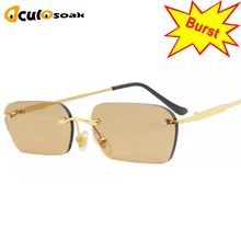 Narrow Sunglasses Men Rimless Summer 2019 Red Blue Black Rectangular Sun glasses for Women Small Face Hot Selling