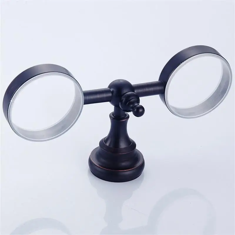Cup & Tumbler Holders Brass Bathroom Toothbrush Holder Black Double Ceramic Cups Wall Mount Luxury Bathroom Accessories
