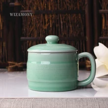 WIZAMONY Китайский Longquan Celadon фарфор Gaiwan КИТАЙСКИЕ чашки керамические 350 мл Di печи глазури фарфоровые чашки высокого качества