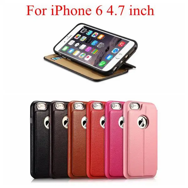 

For iphone 6 cases Luxury genuine leather Transformers Litchi Pattern Series for iphone 6 case 4.7 inch capa cover bags brown