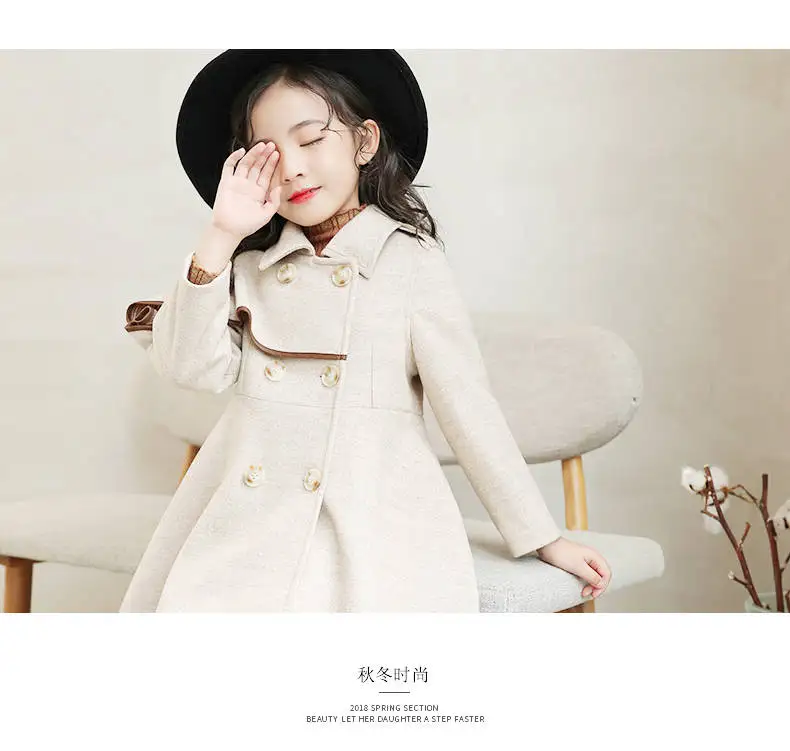 Для девочек, шерстяное пальто, куртка, для осени и зимы, новая модель куртки с хлопковой подкладкой в Корейском стиле подростки длинный вельветовый Пальто из толстой шерсти