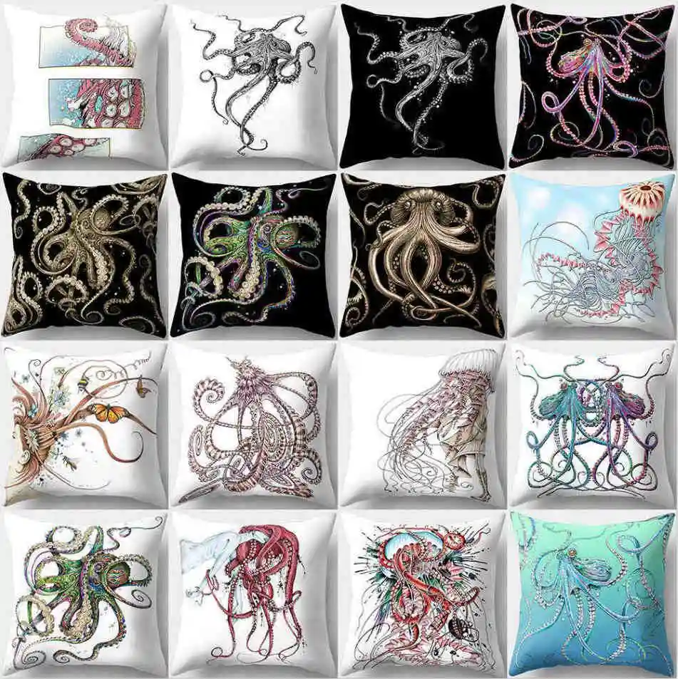 

Marine Animal Octopus Polyester pillow case Sofa Cushion Cover Home Decor Divine