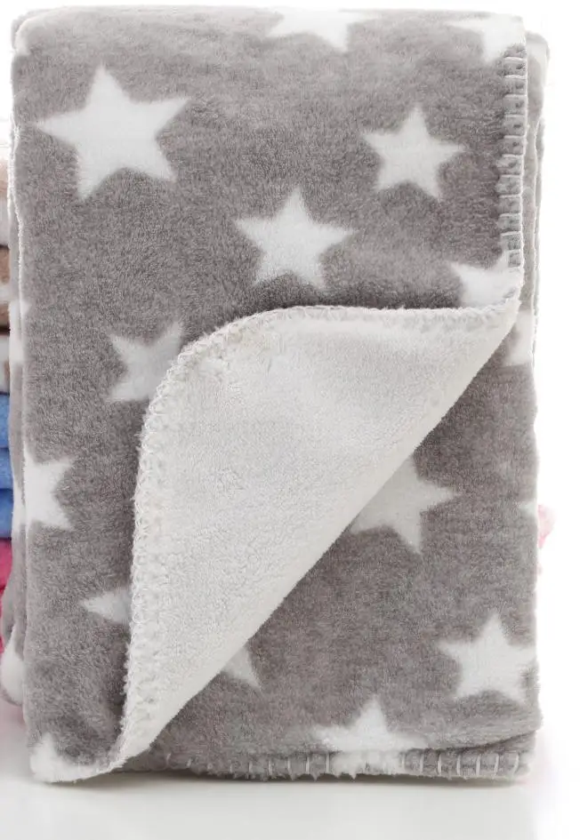 Одеяло для новорожденного термальное Коралловое Флисовое одеяло для младенца Bebe пеленать ворс приема коляска обертывание детское постельные принадлежности одеяло s - Цвет: Gray 70x100cm
