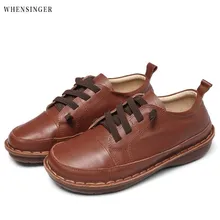 Whensinger/Новая дышащая женская повседневная обувь из натуральной кожи женская обувь на плоской подошве обувь женская обувь Тонкие Туфли