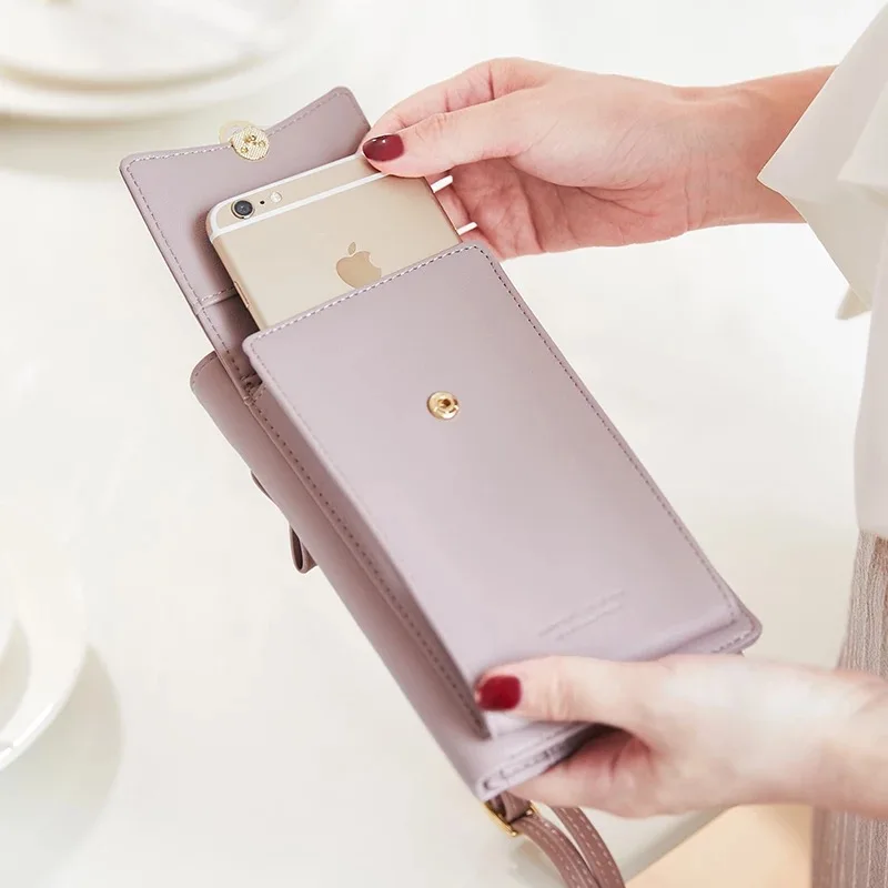 Summer Women Phone Shoulder Bag PU Leather Money Wallet Mini Chain Mobile Long Phone Bags Holders C
