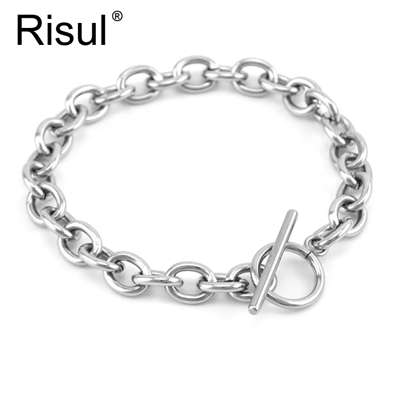 

women Jewelry Stainless Steel Toggle Clasps Bracelets Silver color Tone personalized base bracelet Gift Cuff Bangles