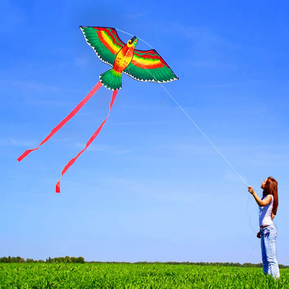 Красочный Попугай трюк воздушный змей Спорт на открытом воздухе одна линия Летающий воздушный змей с хвостом 50 м летающий воздушный змей летающие игрушки для детей и взрослых