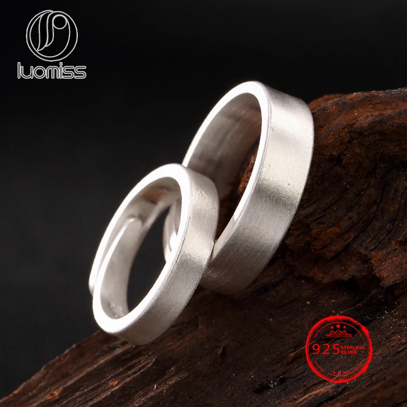 

S925 Sterling Silver Korean simple hand-drawn personality men and women couple sterling silver open ring wholesale