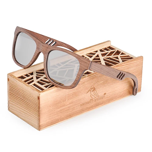 BOBO BIRD деревянные женские солнцезащитные очки мужские oculos de sol feminino солнцезащитные очки в деревянной подарочной коробке lentes de sol mujer V-AG029 - Цвет линз: Silver AG029g