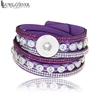 Bracelet en cuir et velours avec strass interchangeables pour femme, bijoux avec bouton-pression de 18mm, breloque, cadeau idéal, 39cm, nouvelle collection, cristal 086 ► Photo 3/6