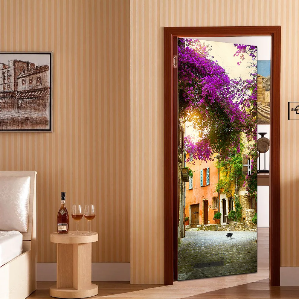 Наклейка интерьерная на дверь. Фотообои на дверь. Самоклеющиеся наклейки на дверь. Пленка на двери межкомнатные. Наклейки на дверь межкомнатную 3д.