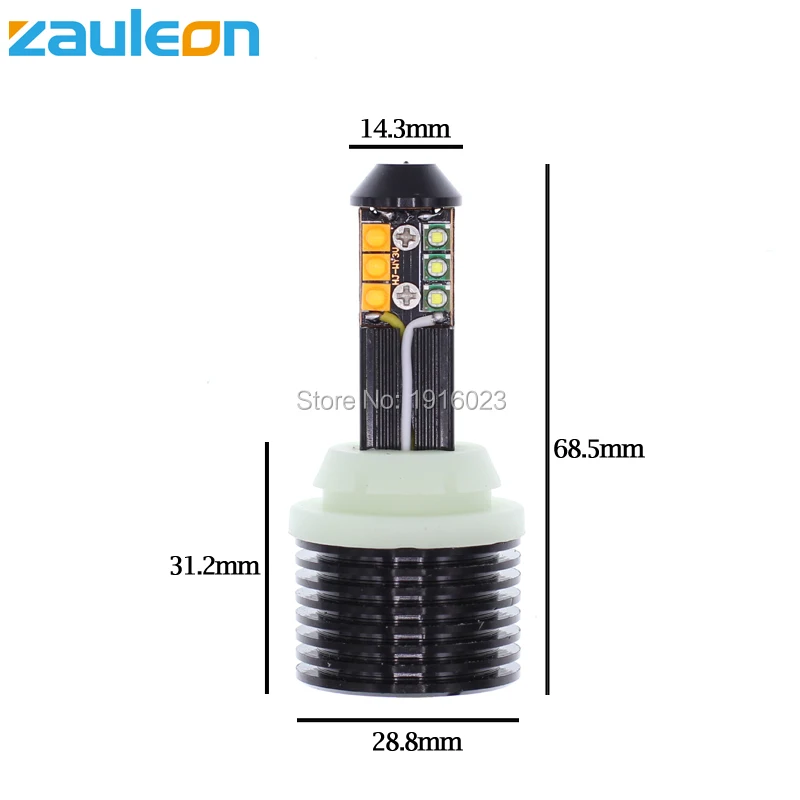 Zauleon 2 шт. 1156 PY21W P21W белый/желтый двойной цвет для передних DRL/указатель поворота светильник Canbus без ошибок нет гипер мигающая лампа