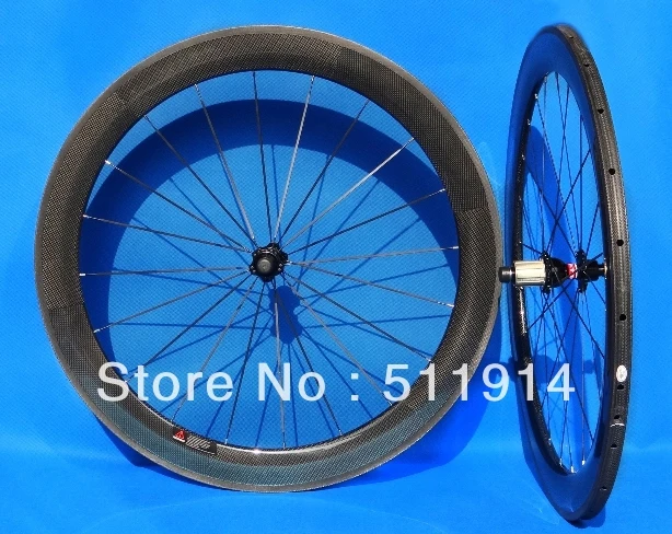 

FLX-WS-TW06 Full Carbon Road Bike (60mm) Tubular Wheelset 700C Tubular Rim Black Spokes Black hub (one set)