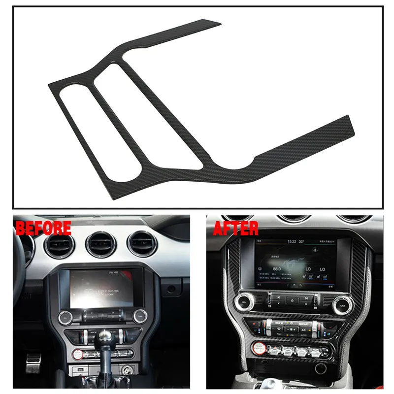 For Ford Mustang Dash Board GPS Panel Cover Trim Decorative Frame For Mustang 2015 - 2018 Carbon Black (2)
