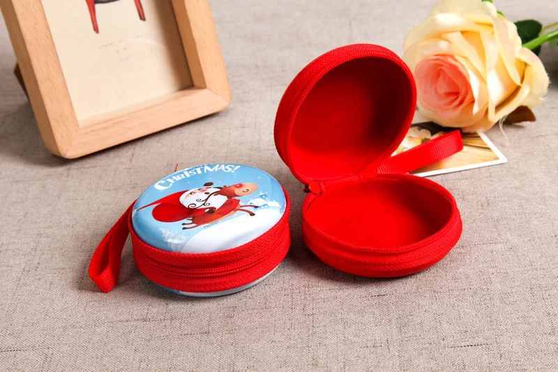 prativerdi Santa Claus Mini Storage Bag Money Box For USB Cable Coin Holder as a Christmas Gifts Zipper Lock Travel organizer6