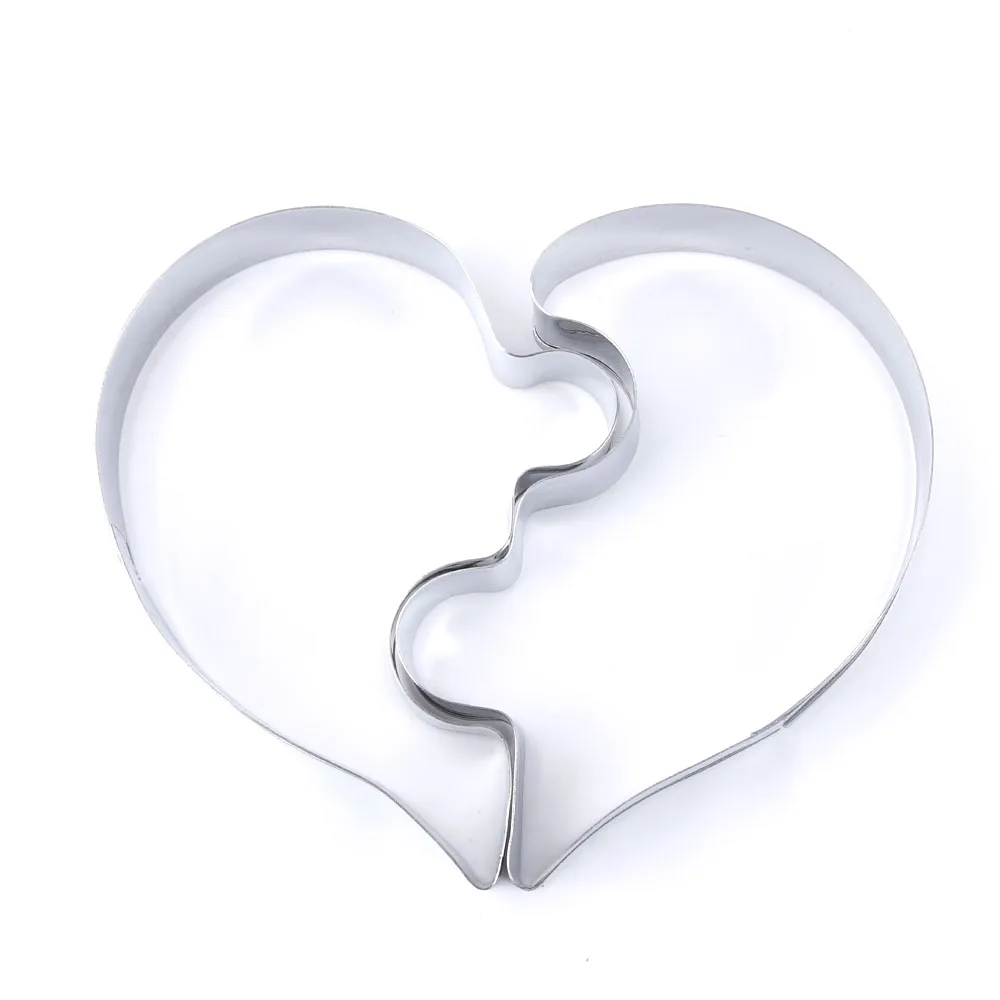 2-pcs-set-Heart-Cookie-Molds-Left-Right-Heart-Shape-Cookie-Cutter-Funny-Love-Puzzles-Romantic - 