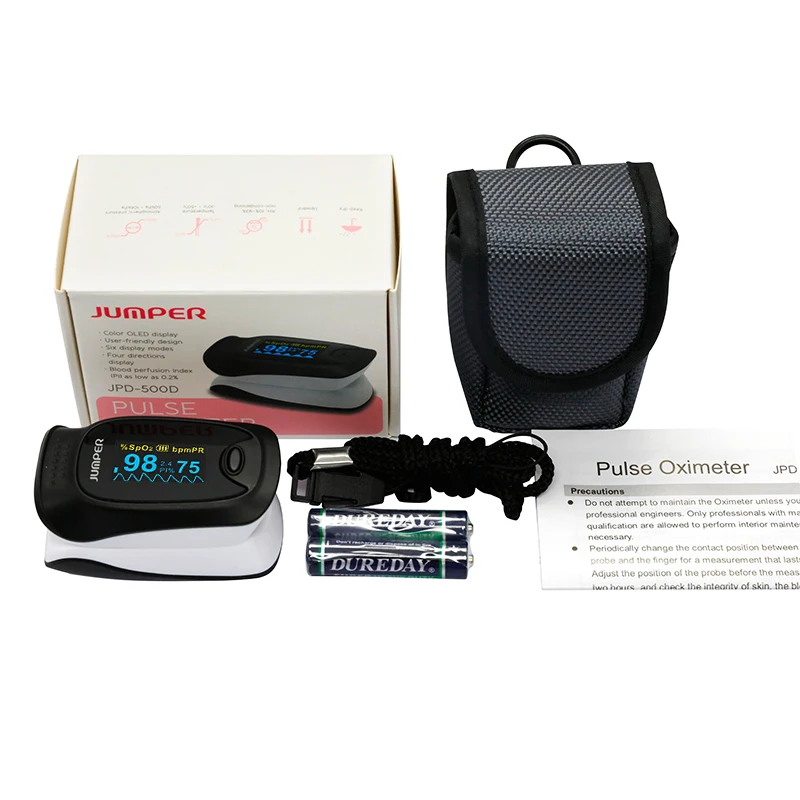 Jumper Finger Pulse Oximeter With Case, Black Fingertip Oximetro de pulso de dedo OLED Pulse Oximeters Saturator Pulsioximetro (7)
