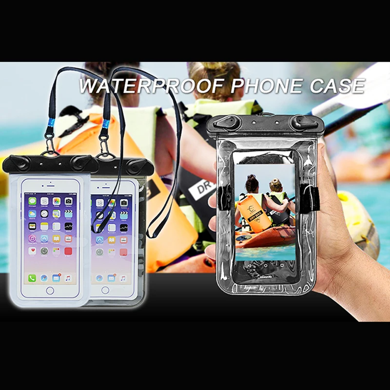 

5.5 inch Inflatable Waterproof Mobile Phone Bag with Strap Dry Pouch Cover for iPhone 8 7 6s Samsung Galaxy TPU Swimming Cases