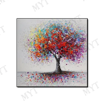 

Hand Painted Wall art Picture Abstract color money tree oil painting on canvas hang picture for Living room home decor no framed