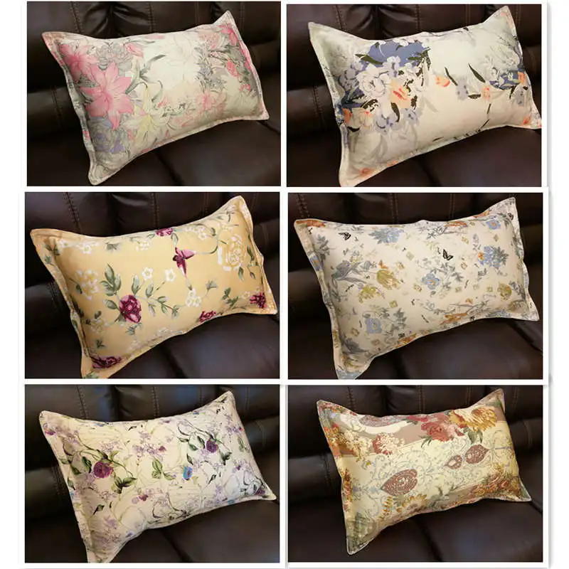 Free shipping 100 silk pillowcase oxford 2 sides silk pillow case