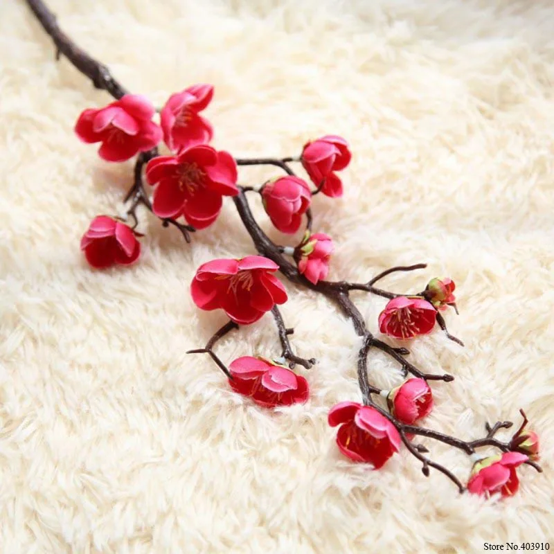 Сливы вишни искусственные шелковые цветы Флорес Сакура ветви дерева домашний стол Декор для гостиной DIY свадебное украшение
