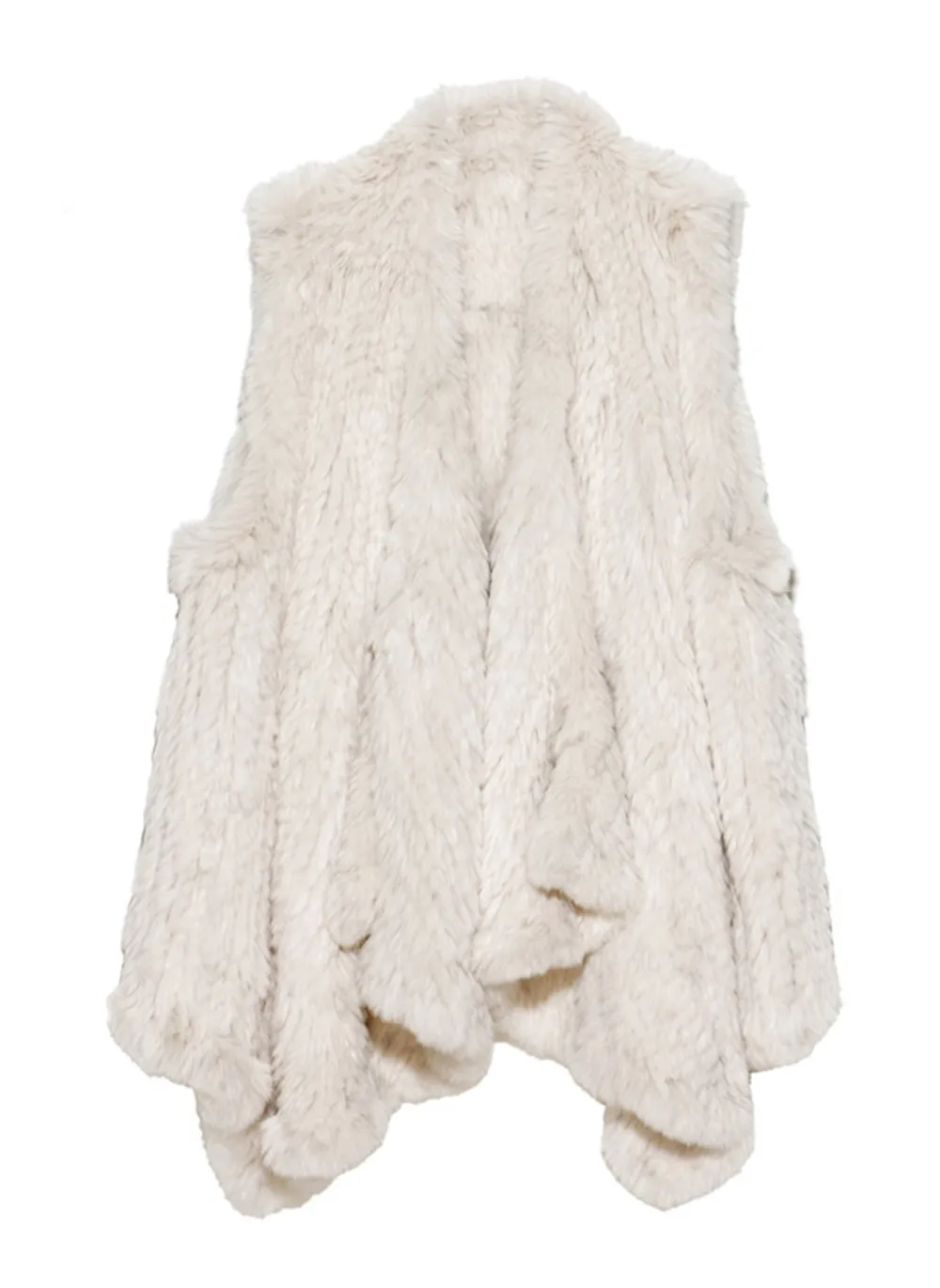 ZY88010 Classic Lady Genuine Knitted Winter Women Rabbit Fur Turn-Down Fur Vest Fur Waistcoat Gilet Outwear long duvet coat