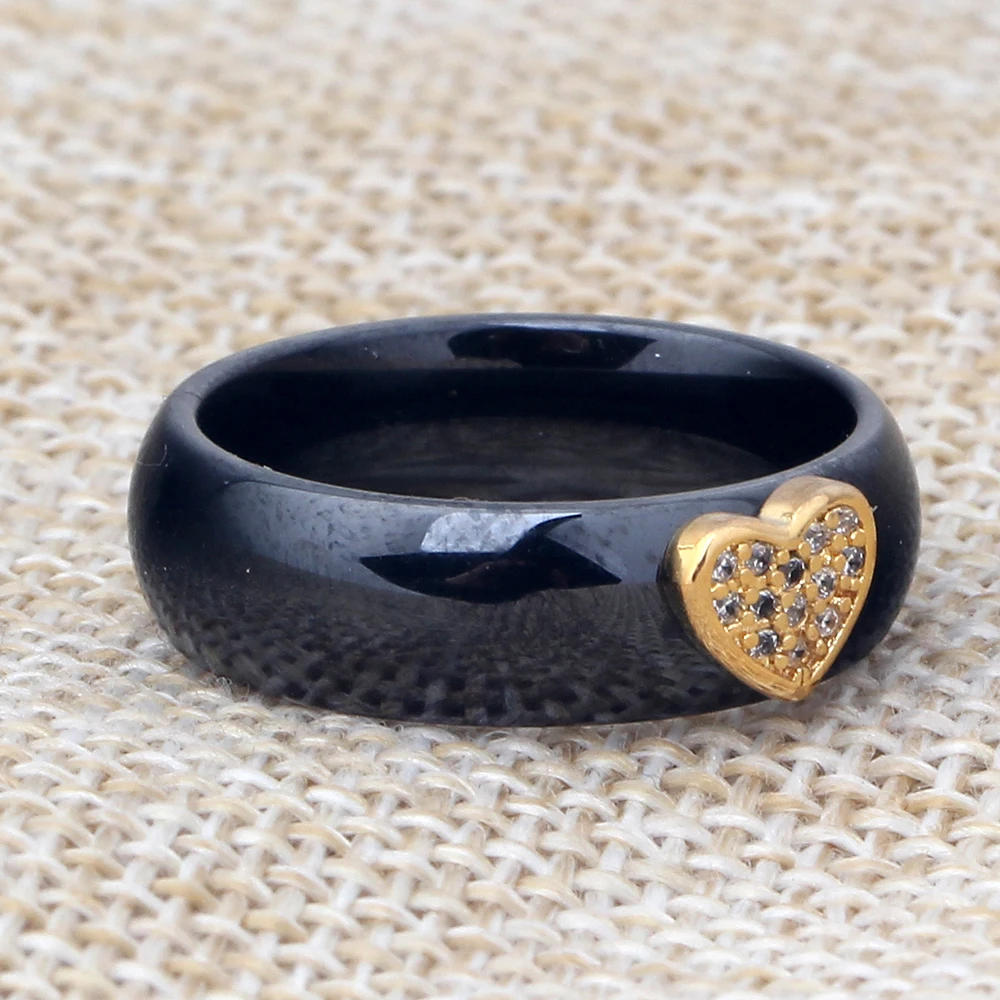 Модное черно-белое керамическое кольцо в форме сердца с фианитом, ювелирных изделий, женские вечерние Обручальные кольца