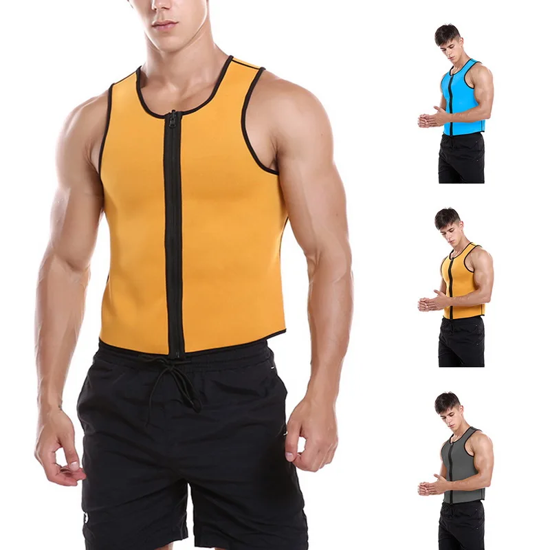 

Vertvie XS-6XL Men Sweat Neoprene Body Shapers Zipper Vest Top Slimming Fitness Weight Loss Shapewear Plus Size Belt Belly Vest1