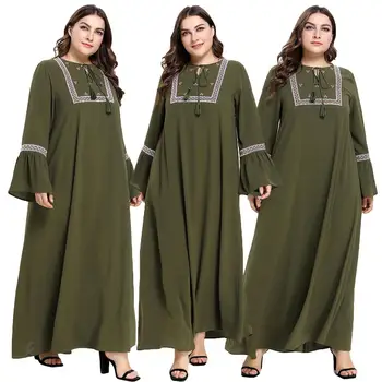 

Dubai Women Muslim Abaya Embroidery Long Maxi Dress Islam Kaftan Arab Robe Turkey Cocktail Party Gown Clothing Jilbab Plus Size