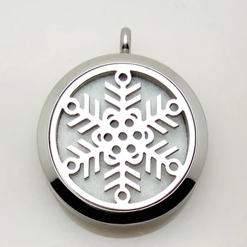 

Stainless Steel snowflake Essential Oil Diffuser Perfume Locket Pendant Necklace