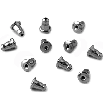 100pcs/lot Stainless Steel Earrings Jewelry Accessories Bullet Style Ear Plugging/Blocked Earring Back Diy Jewelry Making new round ball shape ear back ear plugging blocked ear stud earring stopper transparent plastic silicone earrings diy jewelry