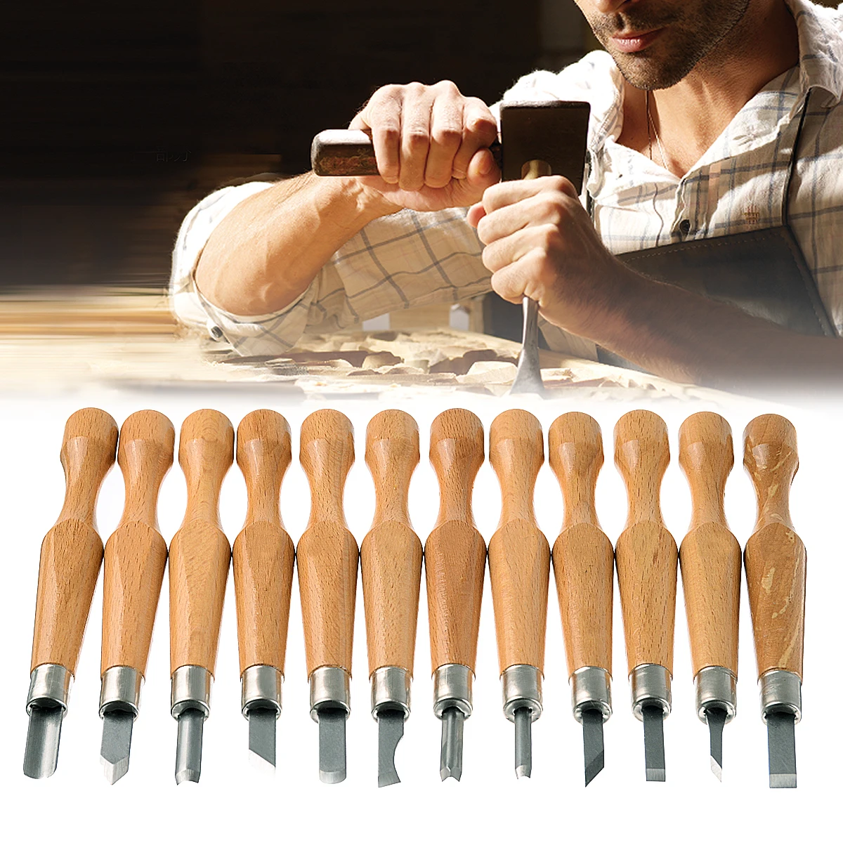 

12Pcs Wood Carving Chisel Set Handheld Mini Chisels Kit Handy Cutting Burin Tools Set Woodworking DIY Tool Knife Carpenter