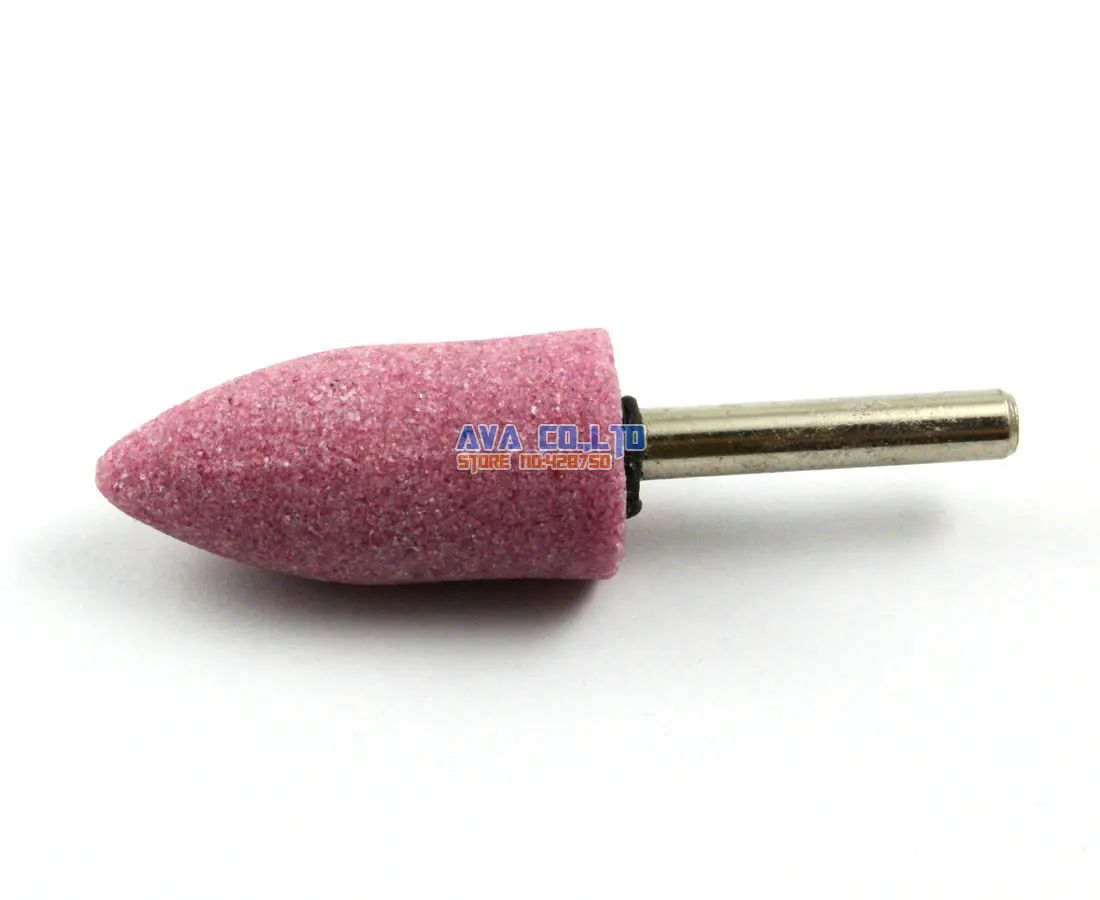 10 Pieces 20x43mm Bullet Mounted Point Pink Aluminum Oxide Abrasive Grinding Stone Bit 6mm Shank