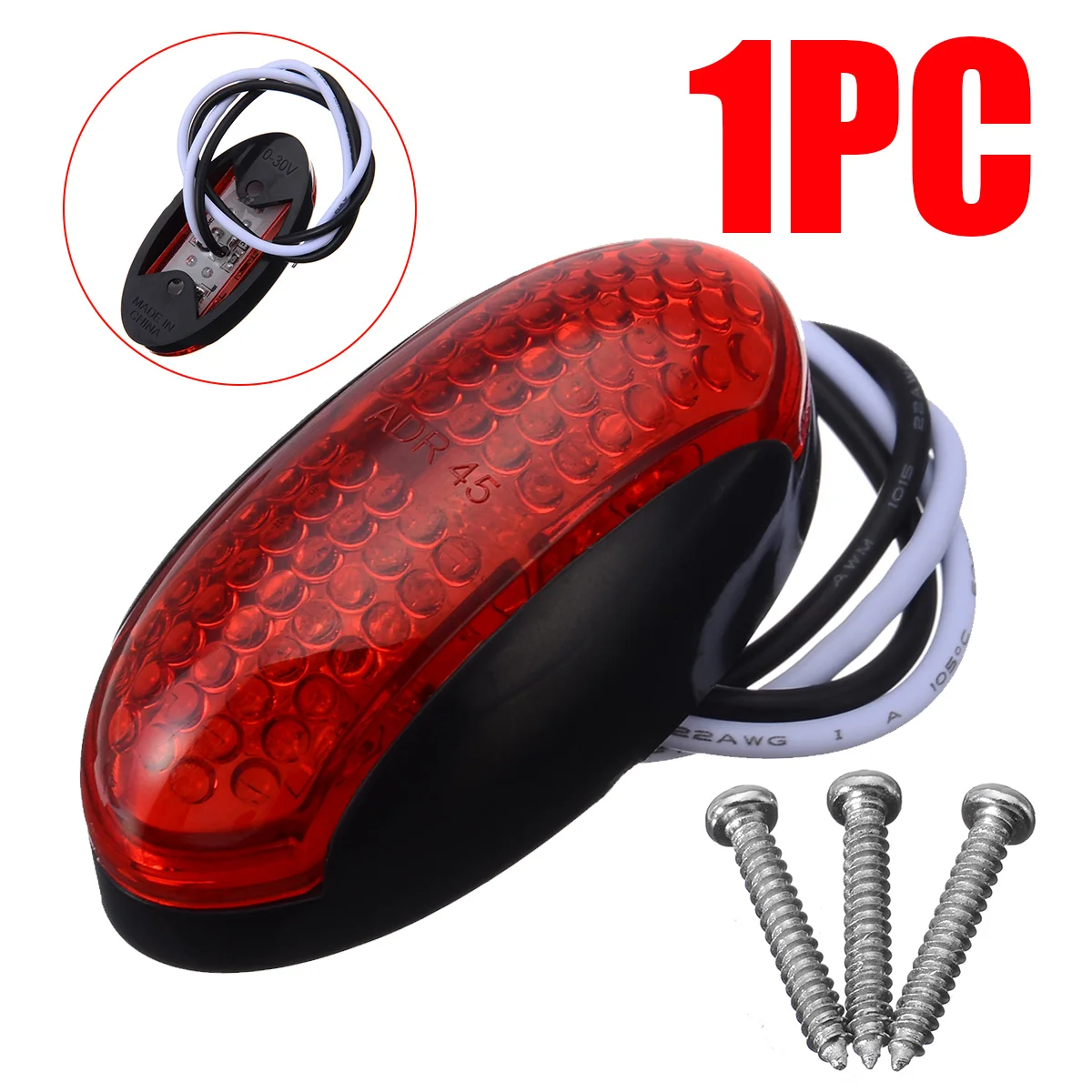 

For Car Truck Trailer Lorry 1Pcs Red 4LED Side Marker Indicator Light 12V/24V Waterproof Mayitr