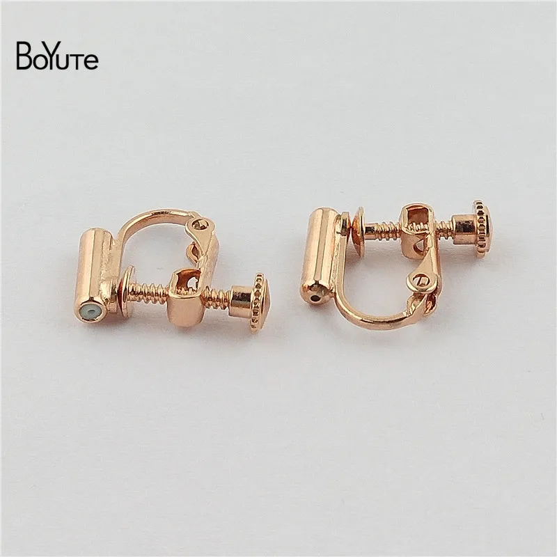 BoYuTe 5 Pairs 4 Colors 1316MM Metal Brass Adjustable No Pierced Ear Clip Diy Earring Converter Jewelry Accessories (7)