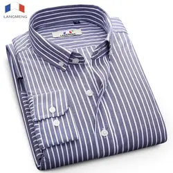 Lang для мужчин g 2018 Фирменная Новинка Модная рубашка в полоску для мужчин 100% хлопок повседневные рубашки Высокое качество с длинным рукаво