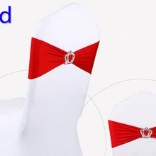 Красный цвет ленты из спандекса на стулья свадьба стул пояс с пряжки с короной лайкра стрейч свадьба стул створки вечерние hotel show