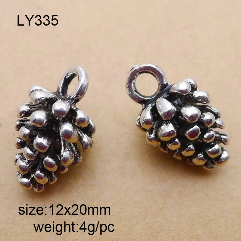 

20pcs Antique Silver Alloy Pine Cone Charms Pendants For DIY Jewelry Making Findings 12x20mm