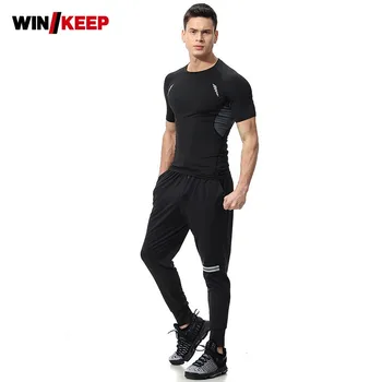 

Summer Breathable Short Sleeve Men Outdoor Running Set Compression Fitness Tracksuit Male Jogging Suits Sportswear Slim Fit Sets