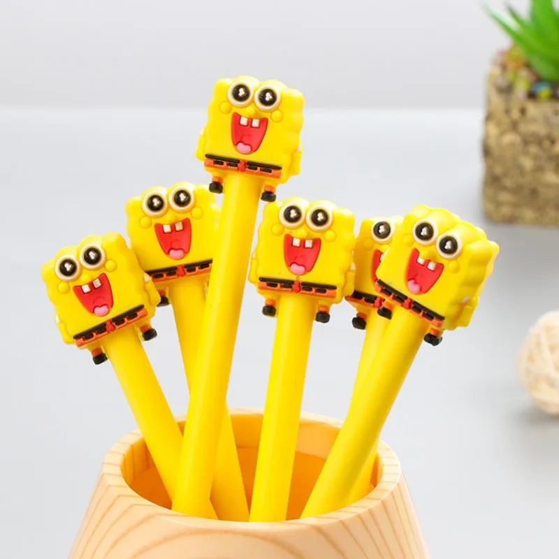 

4 pcs/lot Cartoon SpongeBob Gel Pens cute Patrick black ink Signature Pen for writing Canetas material office school supplies